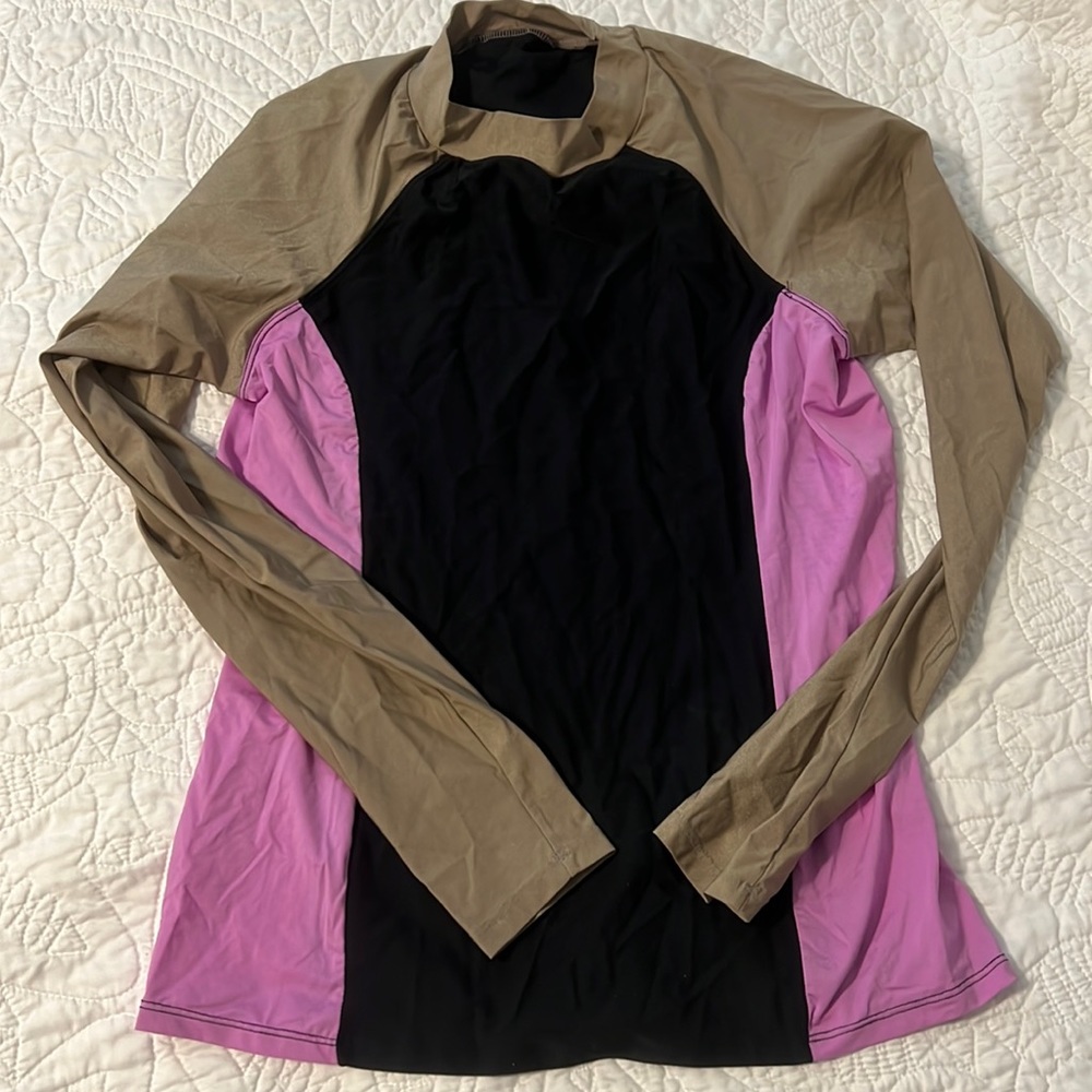 Marina west rash guard top gold black purple medium
